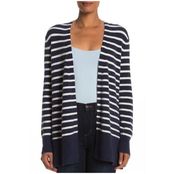 Madewell Cozy Walker Merino Alpaca Blend Open Front Cardigan Size XS Blue Cream - Picture 1 of 9